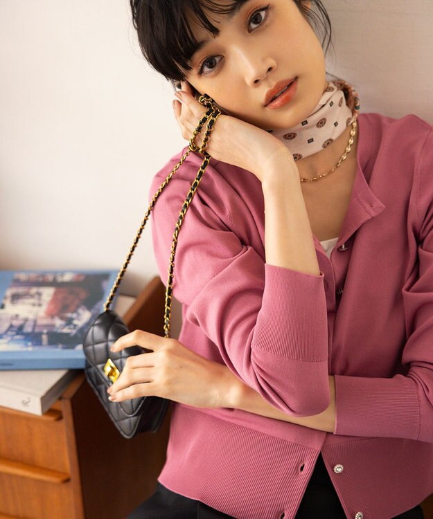 組曲 【UVケア・接触冷感】MINA ニットカーディガン ピオニーピンク系