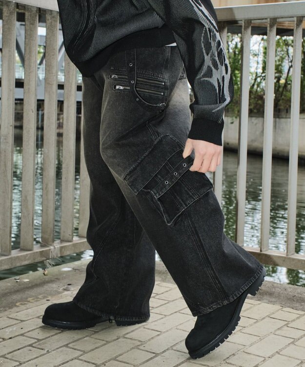 WEGO マルチZIPデニムパンツ デニムブラックソノタ