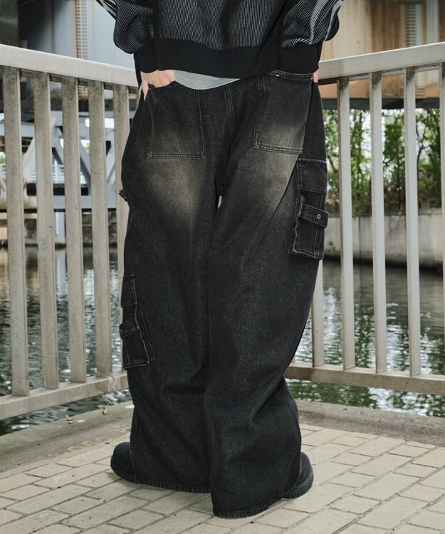 WEGO マルチZIPデニムパンツ デニムブラックソノタ