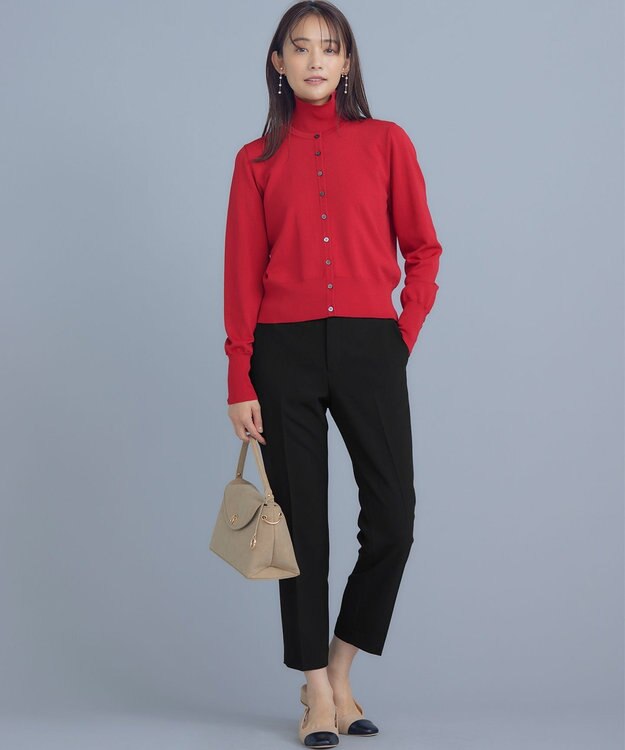 組曲 L 【6色展開・UVケア】モダンタートルニット チェリーレッド系