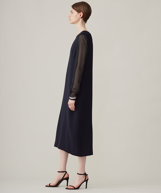 ICB L 【洗える】 マットトリコットチュール シアーカットソー ブラック系