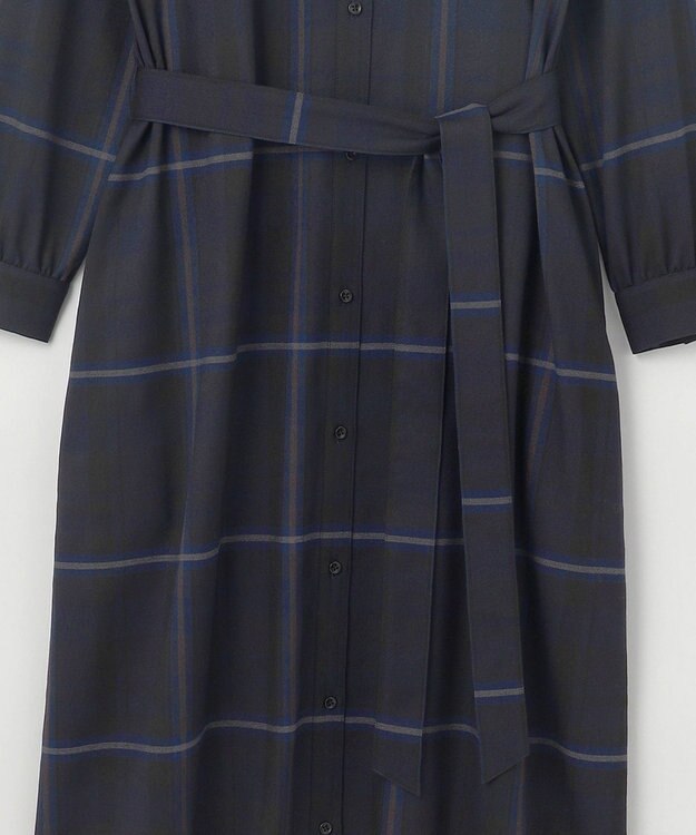 J.PRESS LADIES L 【洗える】テトロンレーヨン/ウール milledタータン ワンピース ネイビーチェック系