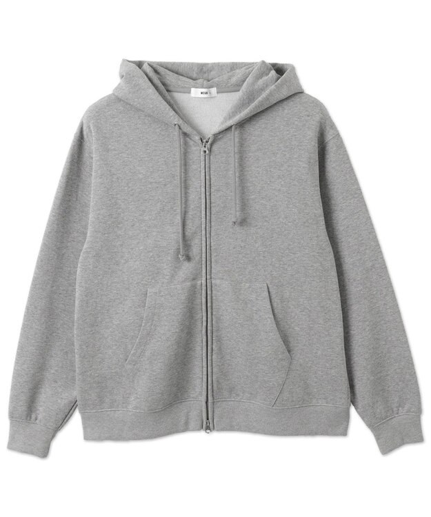 WEGO 【ユニセックス着用ITEM/裏起毛/SMLサイズ展開】リラックスフィットバックロゴジップパーカー 杢グレー