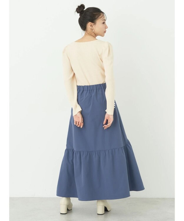 earth music&ecology ハートネック袖パールニットプルオーバー Ivory