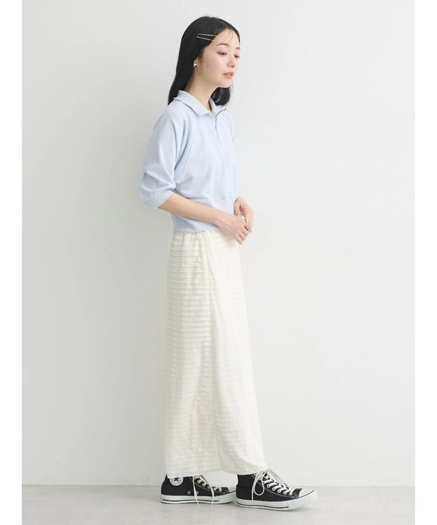 earth music&ecology ハーフジップショートプルオーバー Light Blue