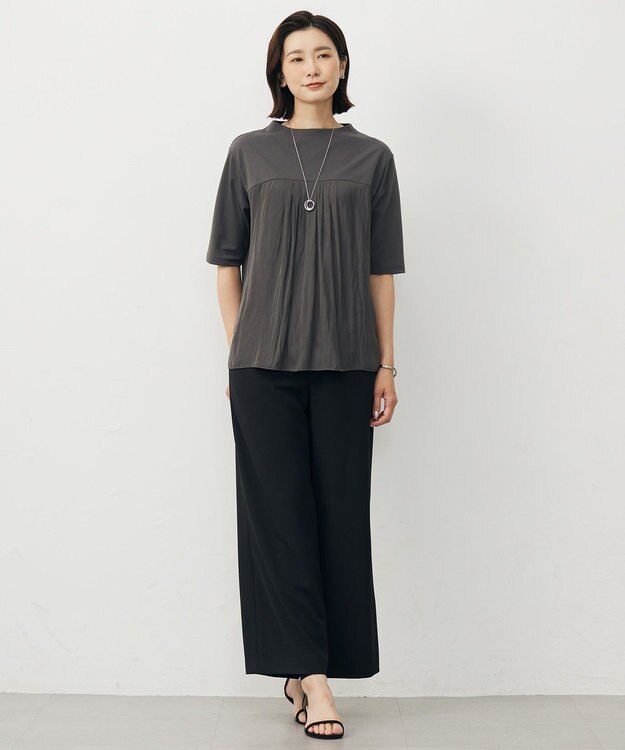 J.PRESS LADIES メタルコンビ ダブルリング ネックレス シルバー系