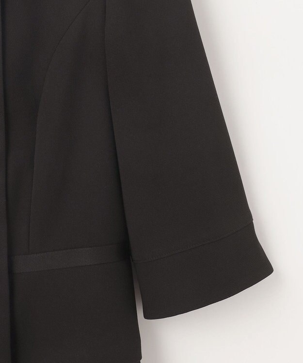 自由区 FORMAL 【ウォッシャブル対応】ドビーボーダーリボン ジャケット+ワンピース ブラック系