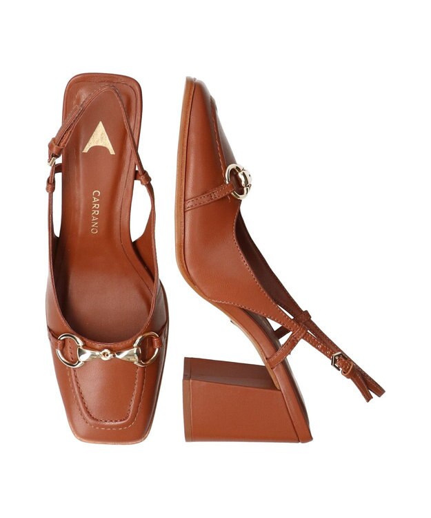 INTER-CHAUSSURES 【CARRANO】ホースビットバックストラップパンプス ブラウン