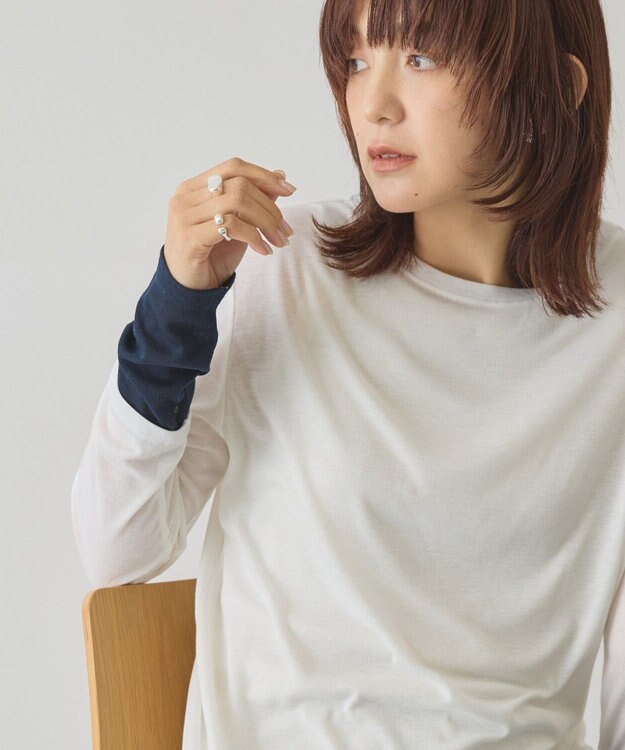 AMERICAN HOLIC 配色シアーレイヤードプルオーバー Navy