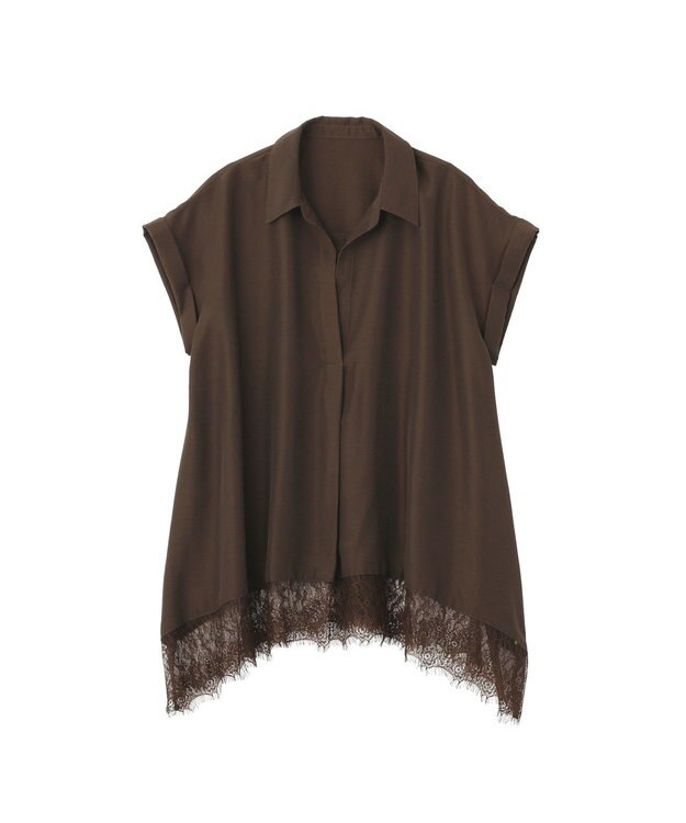 YECCA VECCA 裾レーススキッパーシャツ Brown