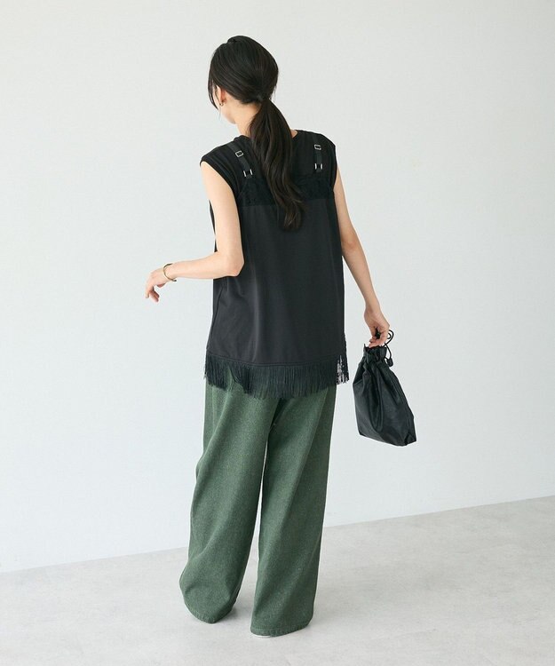 CRAFT STANDARD BOUTIQUE レース切替フリンジビスチェ Black