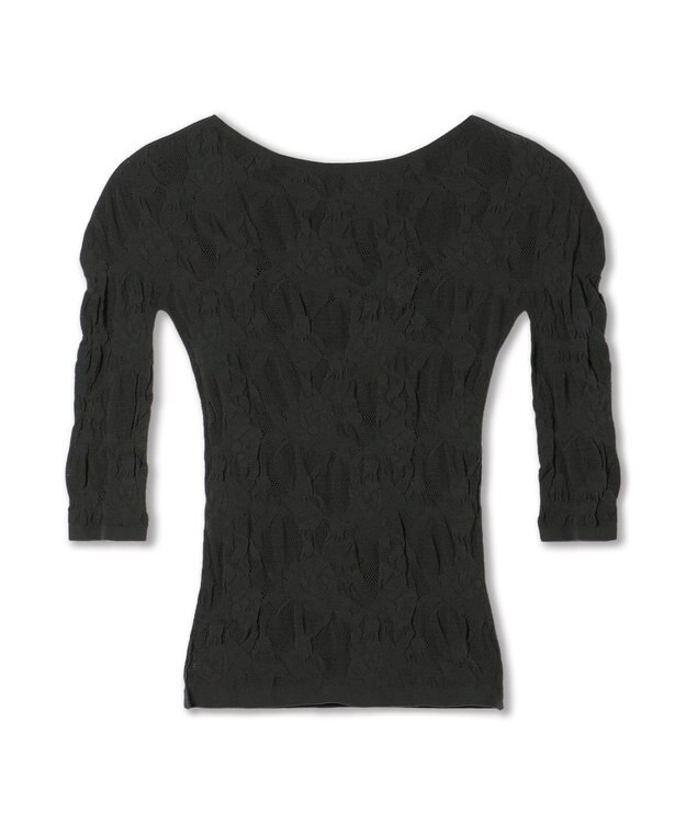 Chacott 【ノーソーイングニット】シアーレースボートネックトップ ボトルグリーン