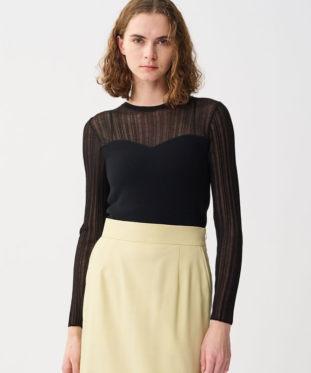 uncrave シルキー ニット コンビ トップス ブラック