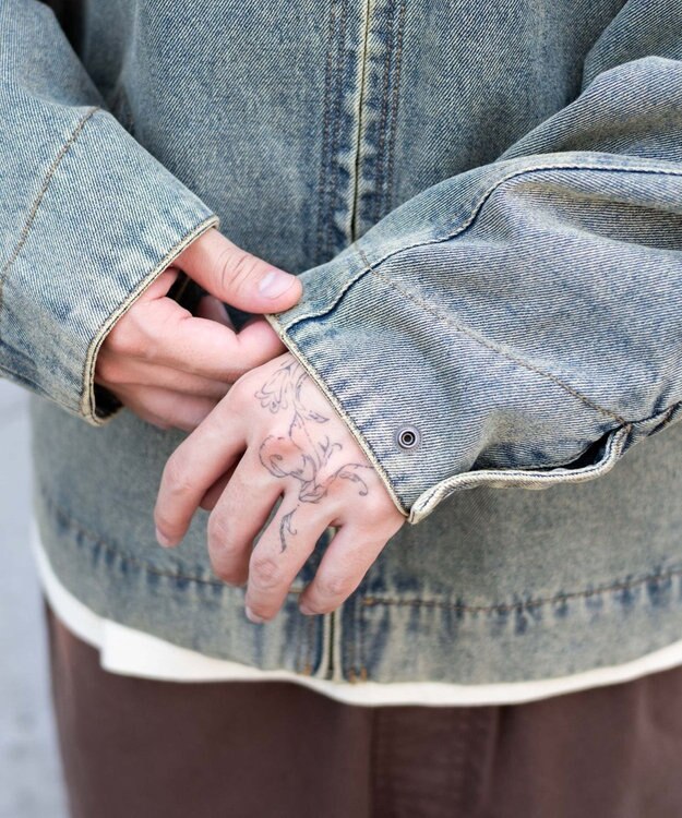 WEGO 【25年秋冬新作/MLサイズ展開】ワーカーズZIPジャケット デニム淡加工色