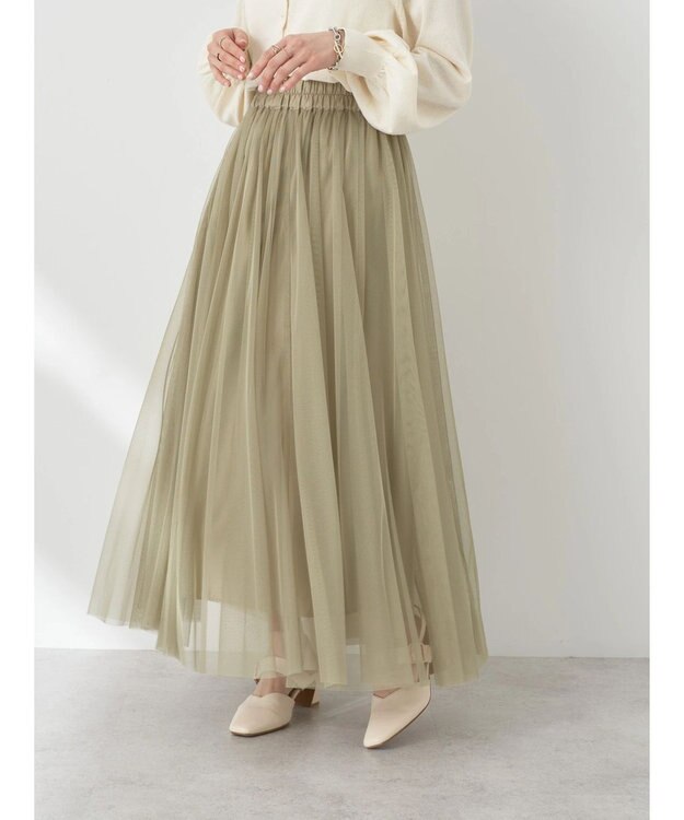 earth music&ecology チュールフレアスカート Khaki