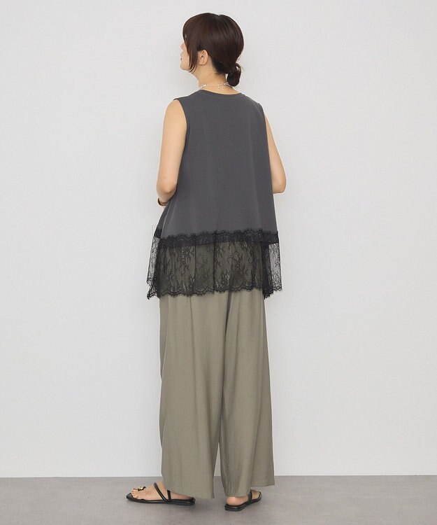 AMERICAN HOLIC 裾レースノースリーブプルオーバー Charcoal Gray