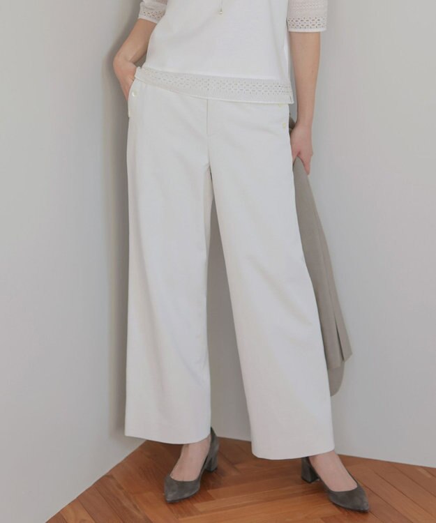 J.PRESS LADIES 麻シェルドライ ワイド ストレート パンツ