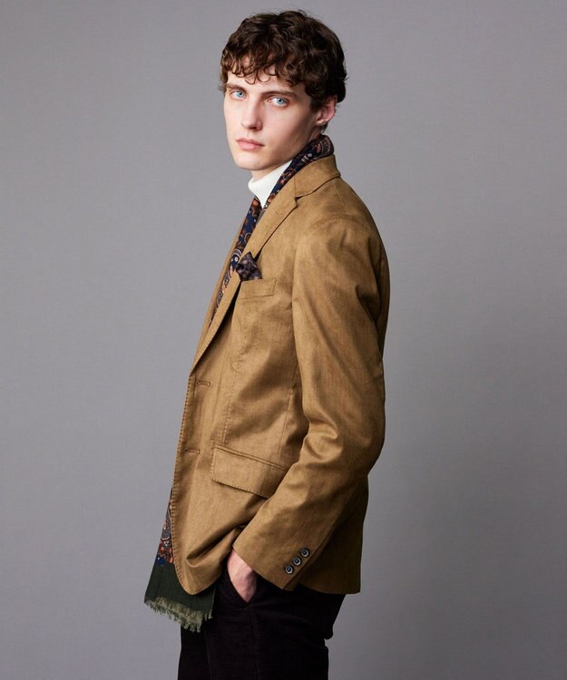 JOSEPH ABBOUD 【キングサイズ・ストレッチ/スウェードタッチ/JAPANファブリック】コマ スウェード ジャケット キャメル系