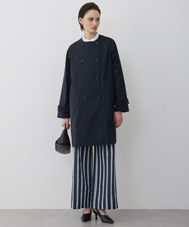 ICB 【2WAY仕様】メモリーストレッチタフタ トレンチコート ネイビー