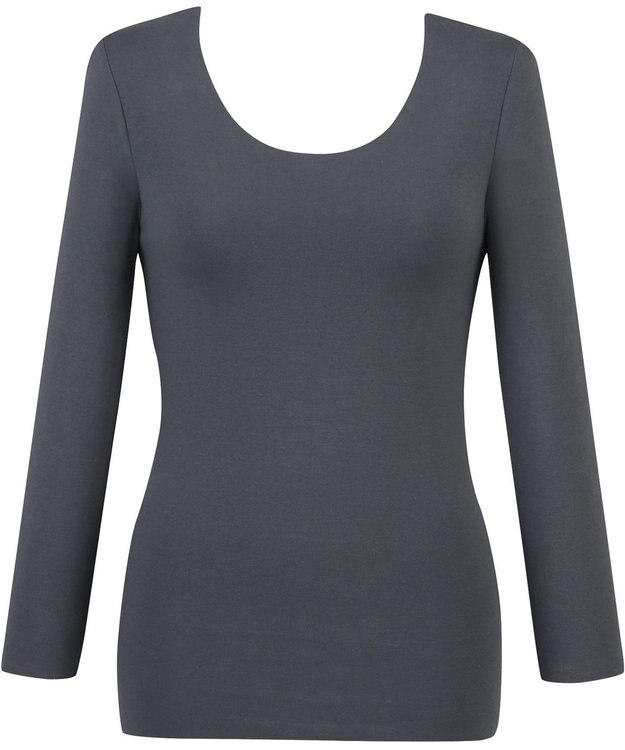 Wing あったかインナー 集中保温設計(背中部分) 綿100％(肌側) アウターにひびきにくい 【綿の贅沢ここちフラット 集中保温】 8分袖 長袖 秋 冬 EL4867 ウイング／ワコール ダークブラウン