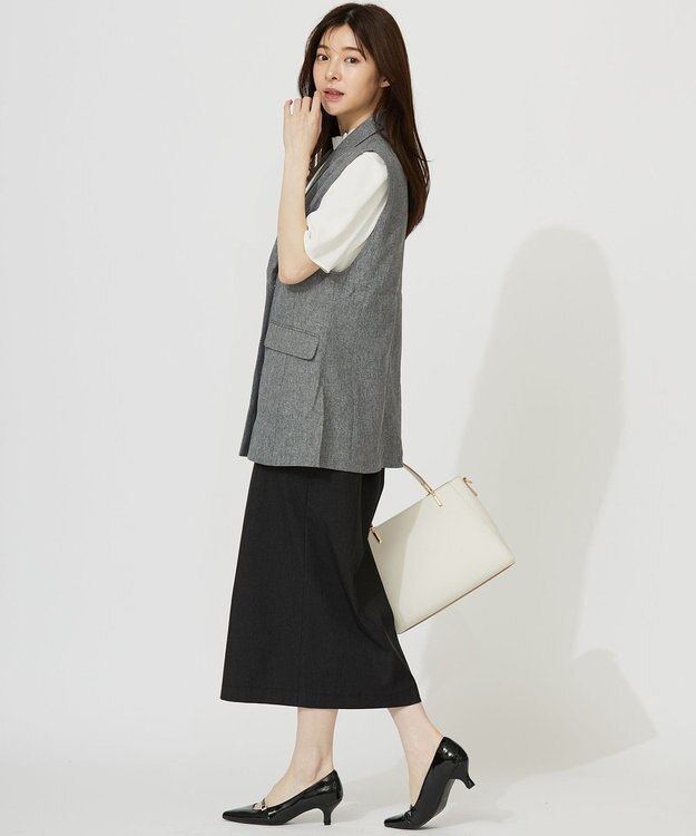 ANY SIS 【洗える】ツイード ジレ モノトーンミックス