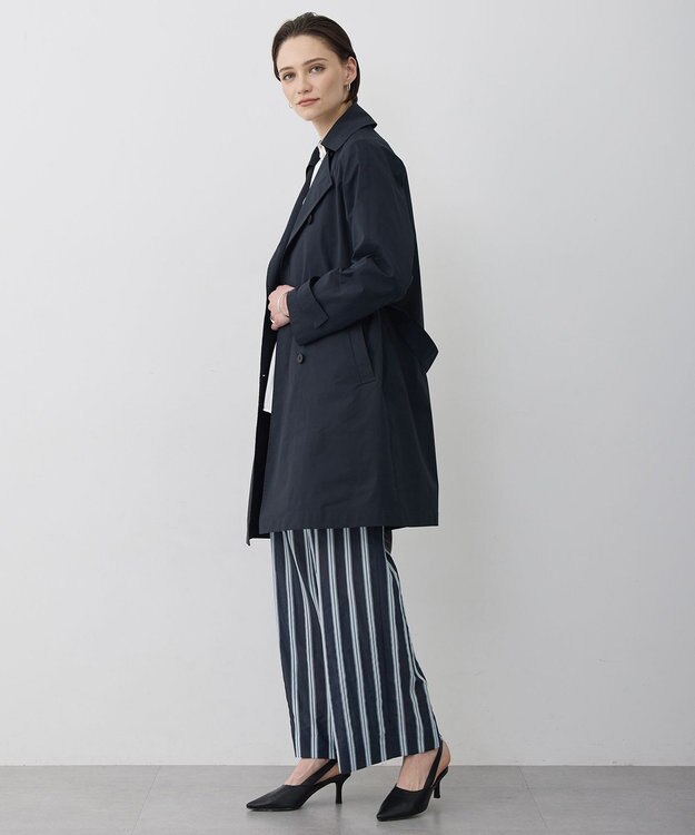 ICB 【2WAY仕様】メモリーストレッチタフタ トレンチコート ネイビー