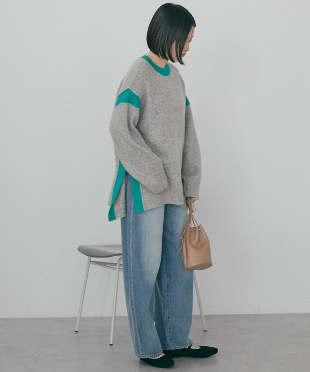 AMERICAN HOLIC バイカラーニットプルオーバー【WEB限定カラー有り】 Gray Mixture