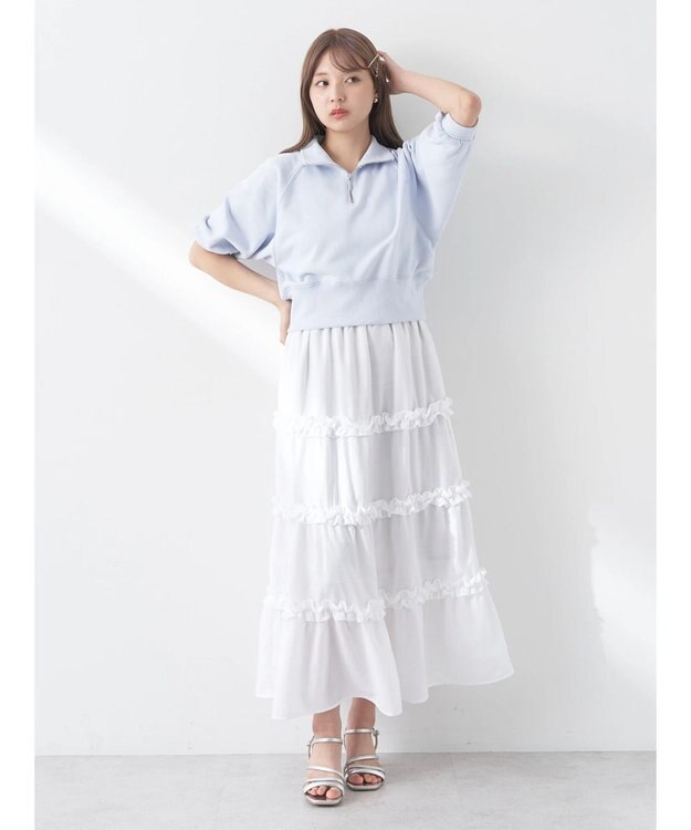 earth music&ecology ミニフリルボリュームスカート Off White