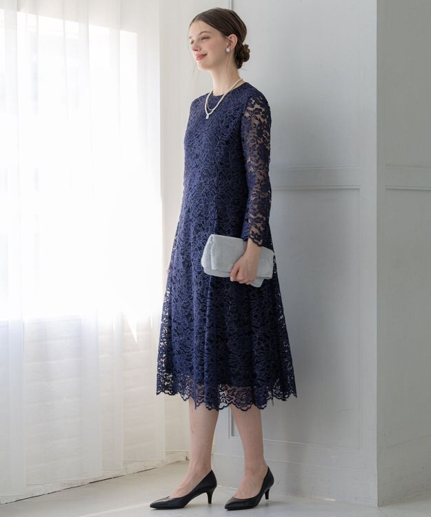 23区 【APPLAUDIR】シャイニーレース ドレス ネイビー