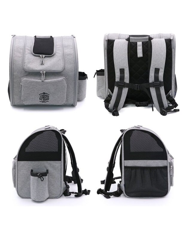 PET PARADISE J.PRESS 折り畳みリュック キャリー バッグ L 小型犬 杢グレー