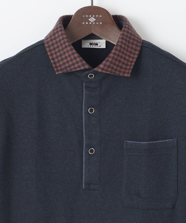 JOSEPH ABBOUD 【保温性/滑らかな肌触り/多機能ポロシャツ】 ウィンターダディー ポロシャツ ネイビー系3