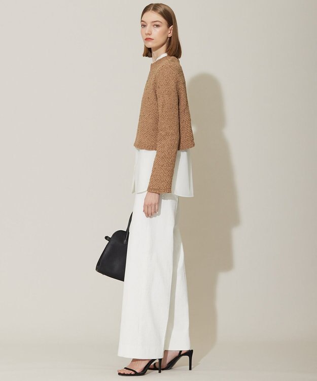 ICB 【洗える】クリーンブロード バンドカラーブラウス オフホワイト系