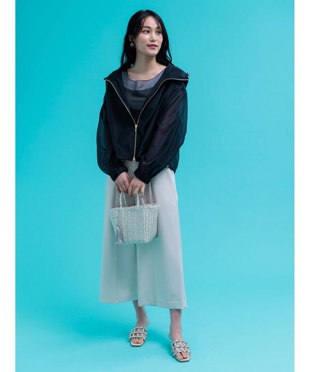 Te chichi ショートシアーフーディーブルゾン ネイビー