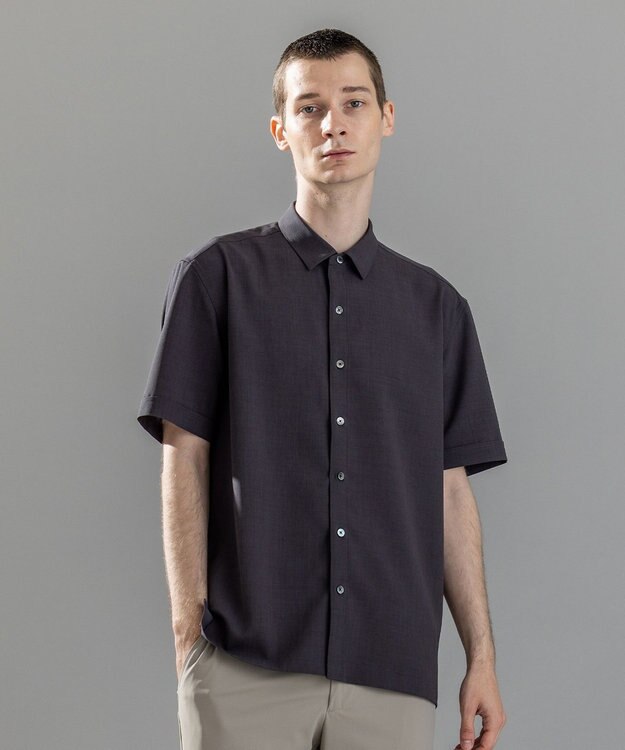 JOSEPH HOMME 【新柄】テクノボイルストレッチ レギュラーカラー半袖シャツ グレー系