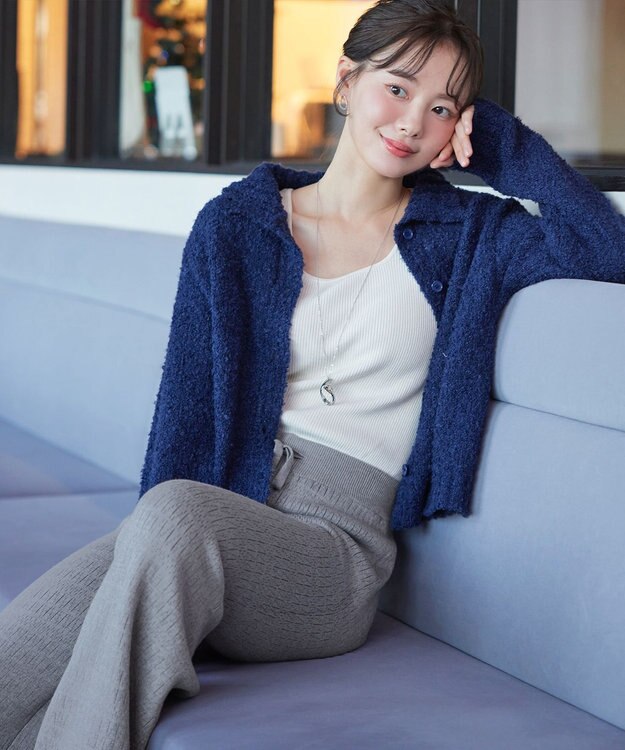 Tiaclasse 裏シャギージャガードニットパンツ グレー