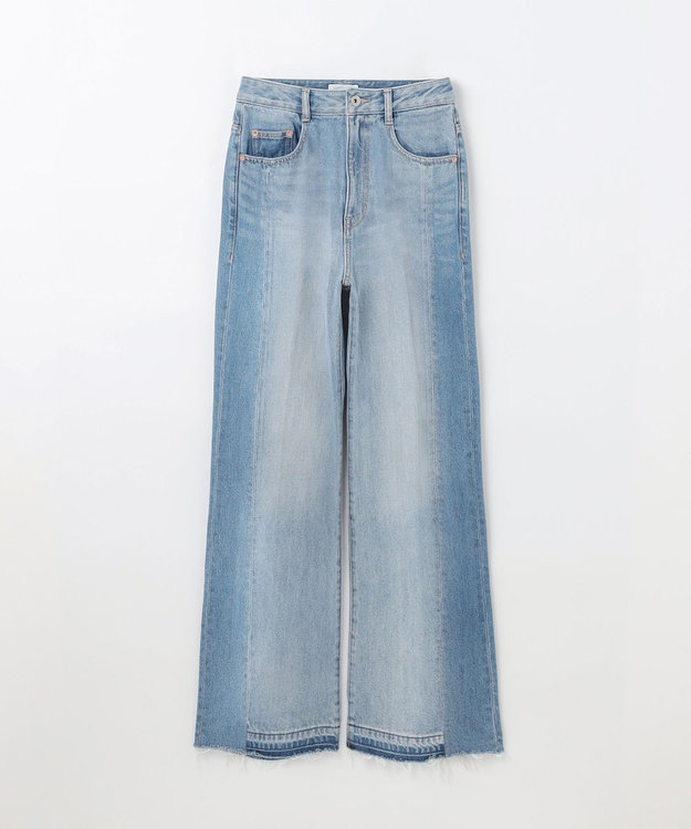 GRACE CONTINENTAL サイド切替フレアデニムパンツ サックス