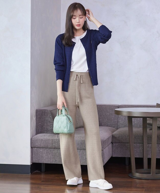 Tiaclasse 裏シャギージャガードニットパンツ ベージュ