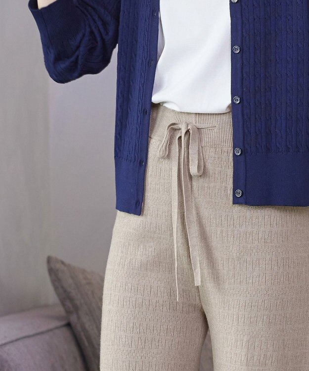 Tiaclasse 裏シャギージャガードニットパンツ ベージュ