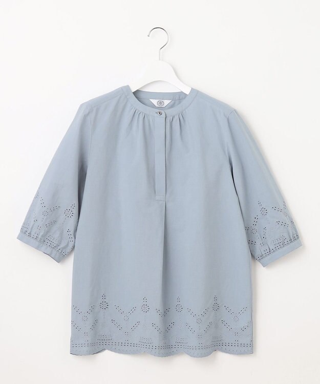 J.PRESS LADIES 【WEB限定カラーあり・洗える】セルロース刺繍 ブラウス ダルブルー系