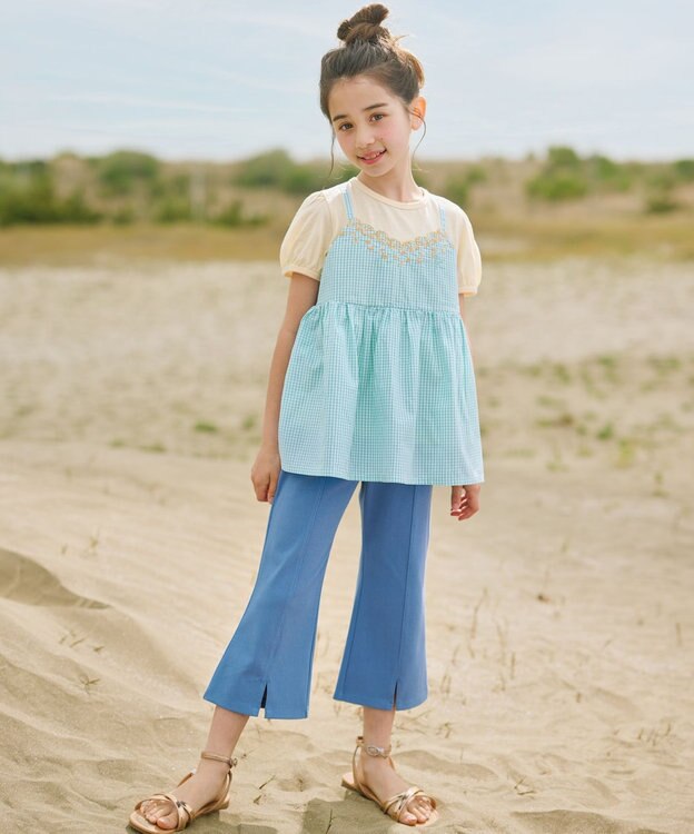 組曲 KIDS 【110-140㎝】フレアーデニムニット パンツ サックスブルー系