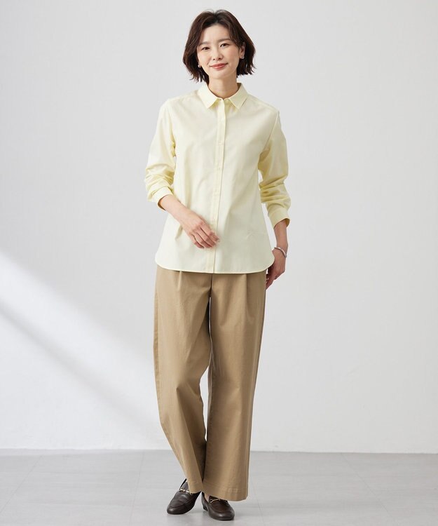 J.PRESS LADIES 【洗える】20チノストレッチ ワイドパンツ ベージュ系