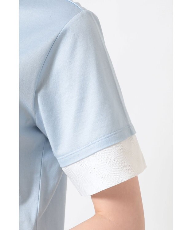 DAKS GIZAコットン レイヤード風天竺プルオーバー アクアスカイ