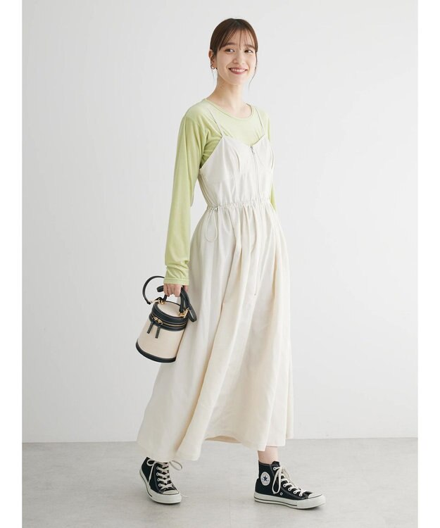 Green Parks ・ＳＵＧＡＲ　ＳＰＯＯＮ　コルセット風キャミワンピース Ivory