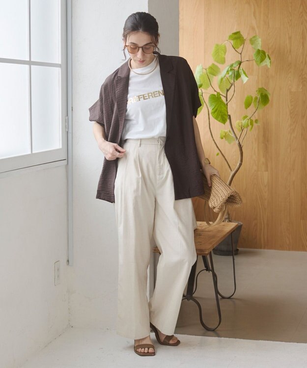 WEGO 【ANGIE VINTAGE】接触冷感半袖ジャケット ブラウン