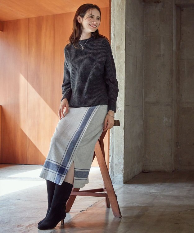 23区 【SLOW/一部店舗限定】ウールナイロン ニット グレー系