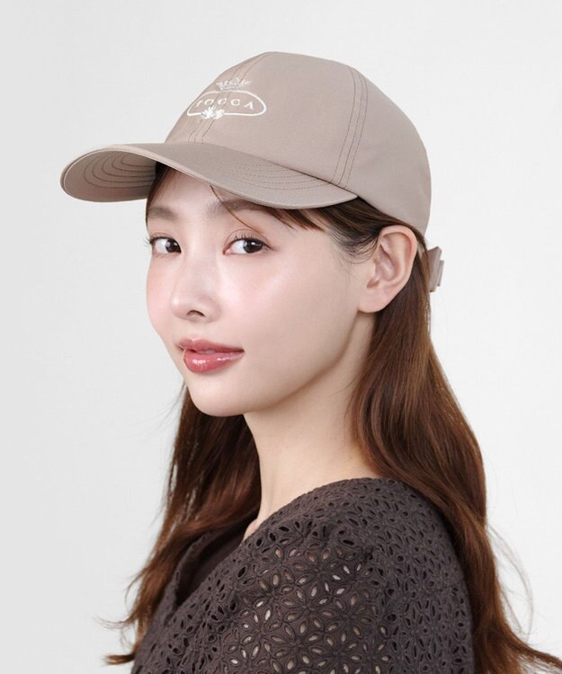 TOCCA 【UV90%以上カット・吸水速乾・接触冷感・抗菌防臭・洗える・サイズ調整可・リボン取り外し可】LOGO RIBBON CAP キャップ [新色]ダークベージュ系