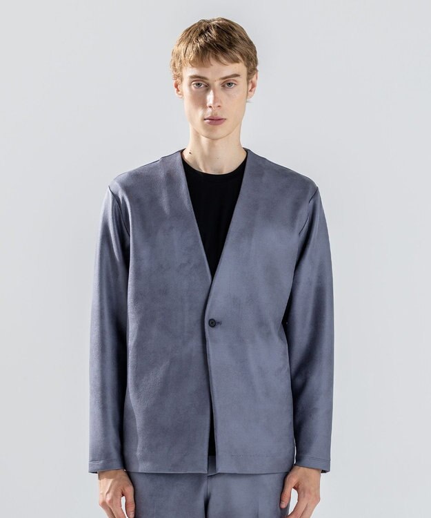 JOSEPH HOMME 新素材【ストレッチ/光沢感】レザーライクジャージー　カーディガン ライトグレー系