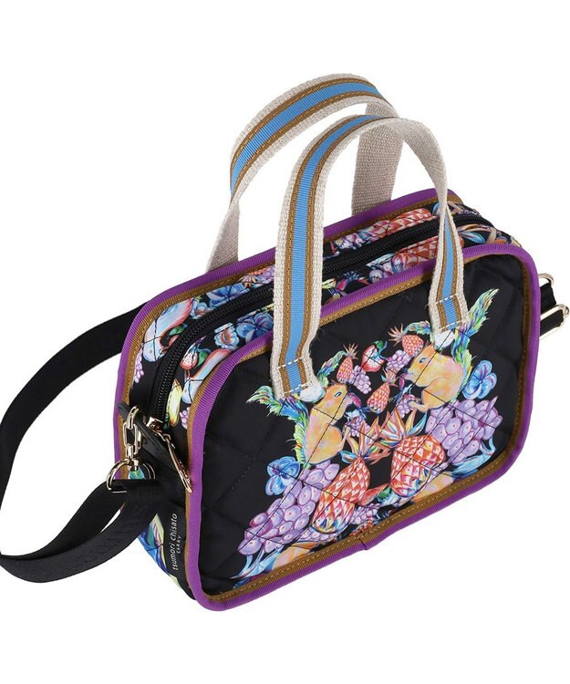 tsumori chisato CARRY tcアニマルキルト ショルダーバッグ ミニボストン ブラック