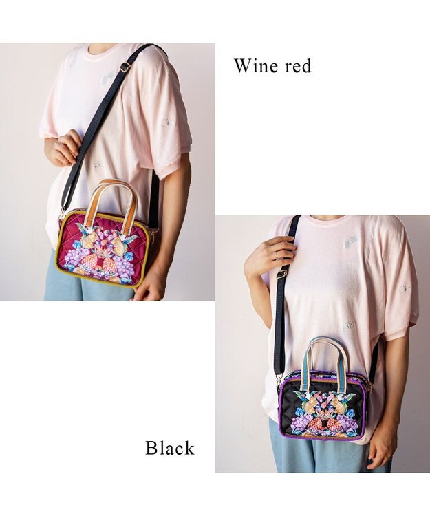 tsumori chisato CARRY tcアニマルキルト ショルダーバッグ ミニボストン ボルドー