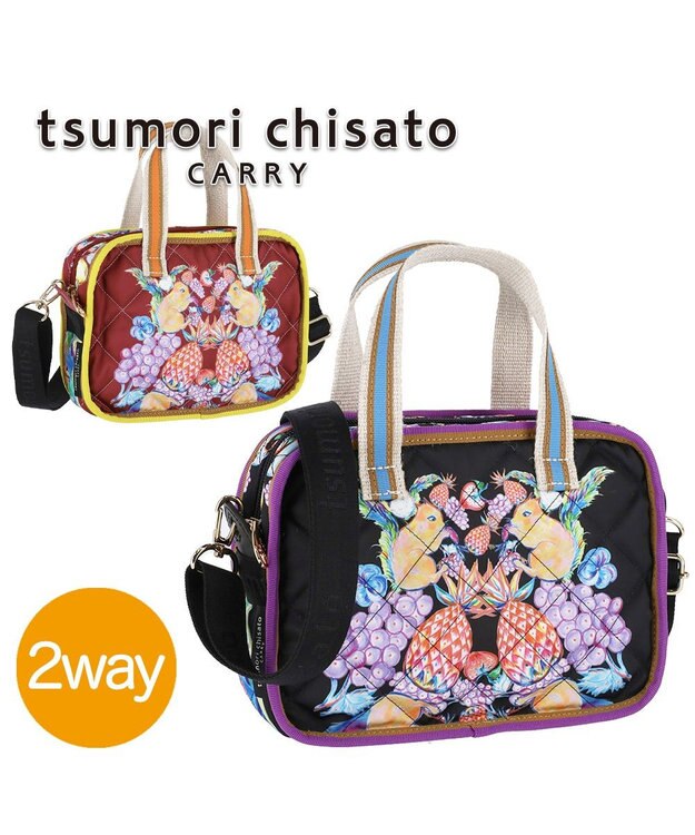 tsumori chisato CARRY tcアニマルキルト ショルダーバッグ ミニボストン ブラック